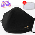 thumbnail image 1 of COGA Canada™ Masques pour le Visage Réutilisables 100 % Coton - 2 Couches Noires avec Filtre Gratuit, 1 of 1