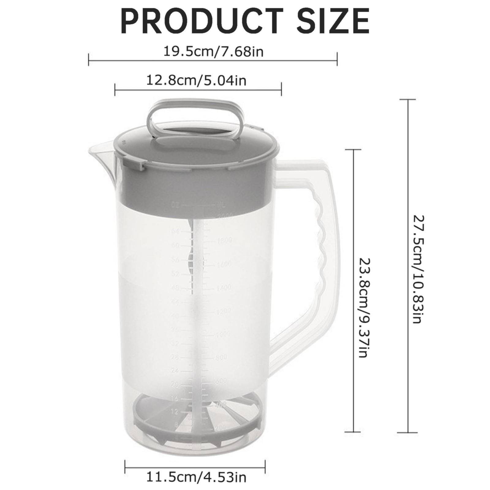 Aoyunhp Mixing Pitcher for Drinks, 68oz Plastic Water Pitcher with Lid, Angled Plastic Blades and Adjustable Mixer Plunger for Juice, Powdered Milk, Beverage Container