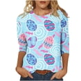 thumbnail image 2 of Daisyyozoid Chandail en Molleton Drôle de Pâques pour Femmes Mode Imprimé Manches 3/4 Blouse Col Rond Hauts Décontractés, 2 of 5