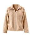 thumbnail image 4 of Fewfanhot Women Clothing Fleece Full Zip Soft Warm Fall Winter Teddy Outdoor Long Sleeve Jacket, 4 of 7