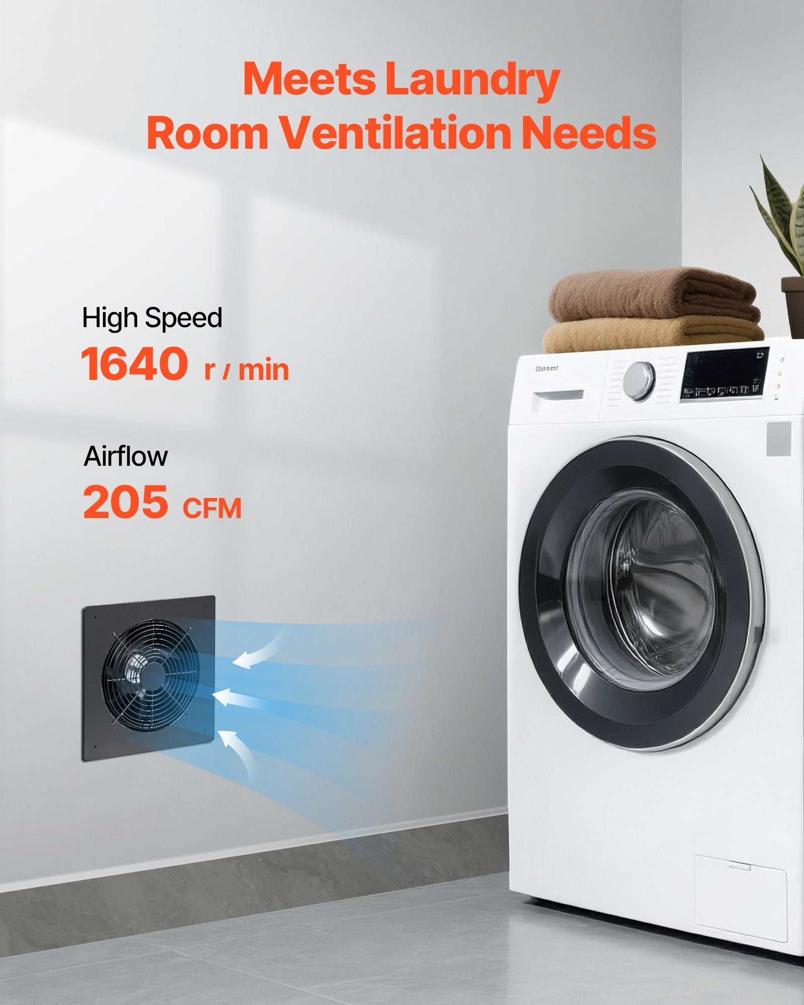6 Inch Through The Wall Ventilation Fan 205 CFM AC Motor Quiet Easy Installation Bathroom Garage Laundry Storage Room Air Exchanger