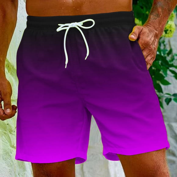 WAENQINLA Men's Swim Trunks Quick Dry Summer Beach Shorts with Pockets Big And Tall Classic Gradient Color Swim Shorts Hawaiian Shorts