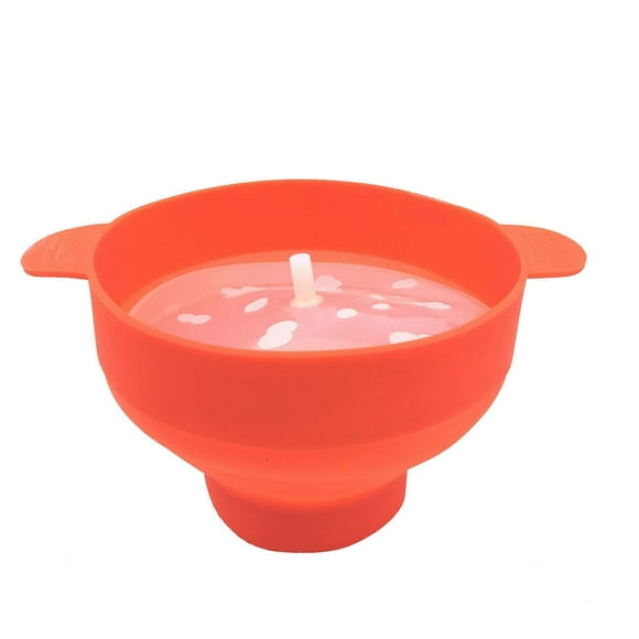 Orange Red Popcorn Bowl with Silicone Handle