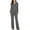 Gray, variant on 2 Piece Women's V-neck Long Sleeve Trousers With Pocket Button-up Sleepwear Pajamas Suit
