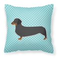 thumbnail image 1 of Caroline's Treasures BB3682PW1414 Dachshund Checkerboard Almohada decorativa de tela azul, 14 x 14, multicolor Caroline's Treasures BB3682PW1414, 1 of 1