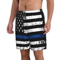 thumbnail image 2 of Zufioo Thin Blue Line Flag for Men's Casual Beach Shorts, Sports Fitness Quick-drying Drawstring Shorts with Pockets for Home Wear-Small, 2 of 6