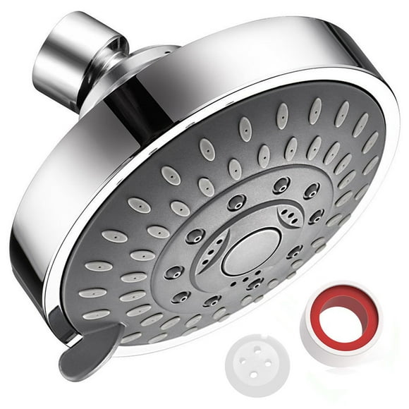 High Pressure Shower Head 5 Settings Fixed Showerhead 4 Inch High Flow Bathroom Showerhead with Adjustable Joint for Luxury Shower Experience Even at Low Water Pressure