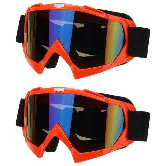 Uxcell OTG Ski Goggles, Over Glasses Snowboard Goggles Anti Fog Protection with Colored Lenses 2Pcs & Orange - Fitting For(Youth/Adult Men/Women Ski/Cycle/Mountaineering)