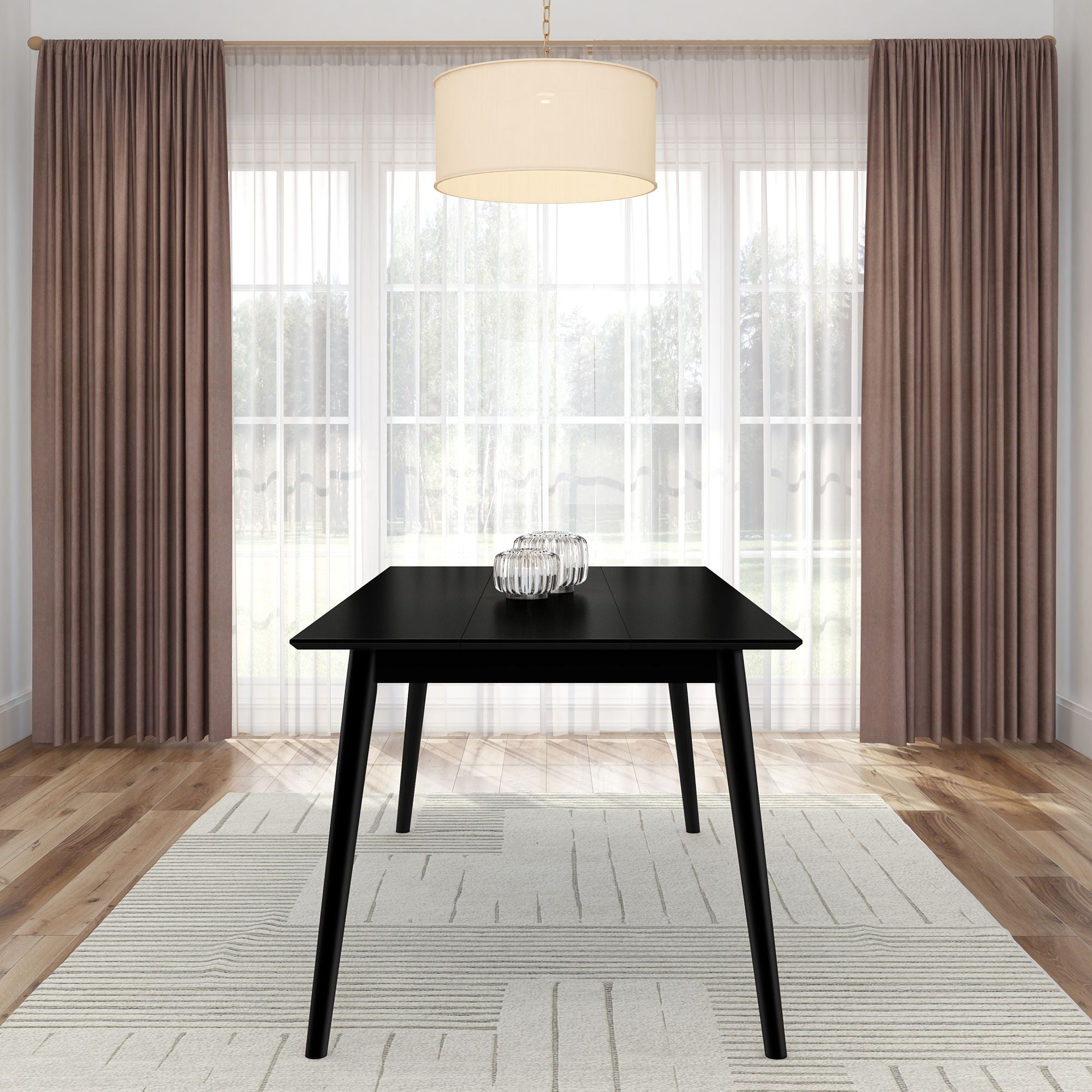 Plank+Beam 72" Mid Century Modern Dining Table, Solid Wood Kitchen & Dining Room Table for 6, Black