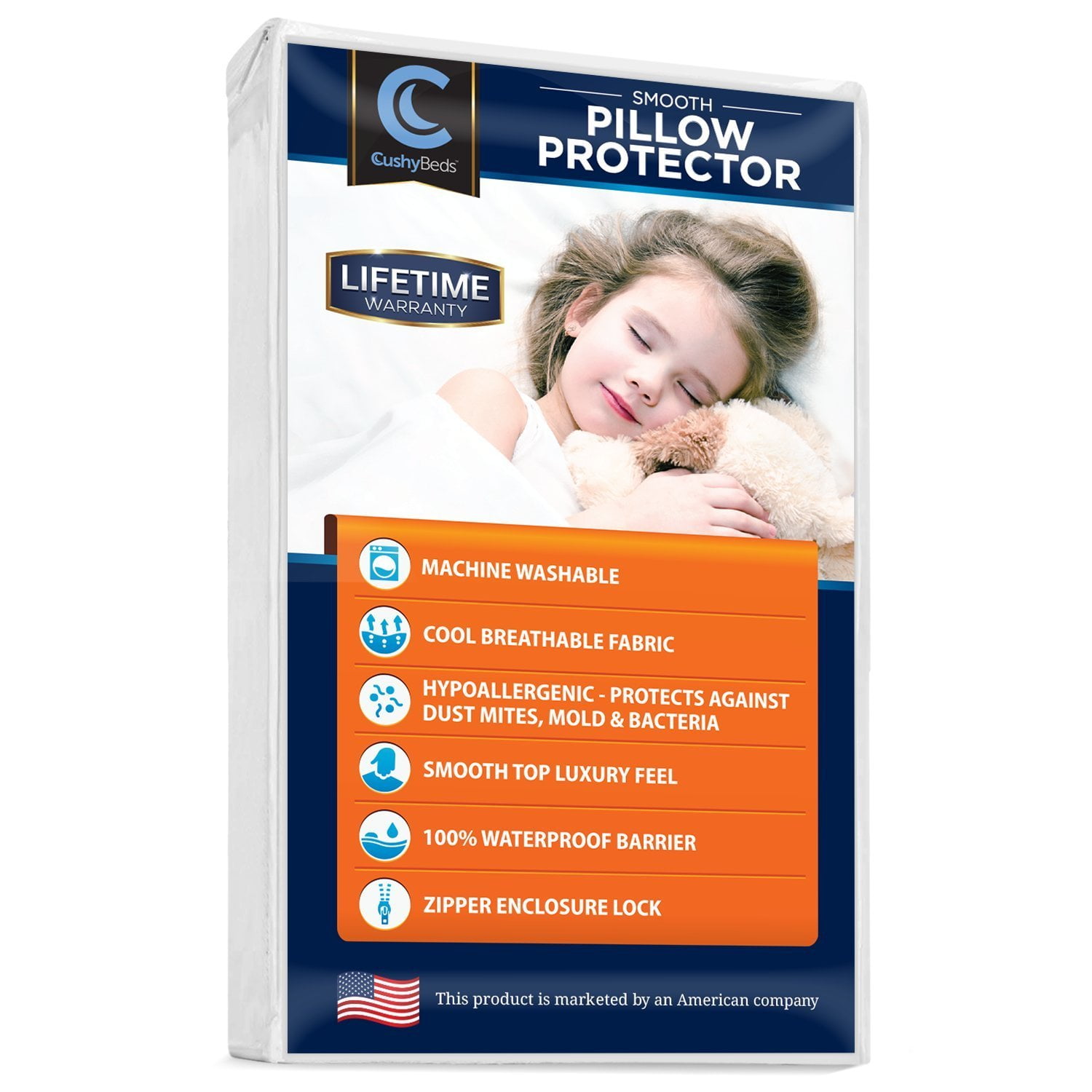 Smooth Zippered Pillow Protector by CushyBeds 100 Waterproof