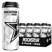 Rockstar Pure Zero Silver Ice Energy Drink, Sleek Can, 12 oz, 8pk