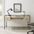 thumbnail image 4 of Contemporary 56" Glass Top 2-Tier Executive Desk in Birch, 4 of 5