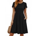 thumbnail image 3 of UVN Womens Summer Dresses Short Petal Sleeve Crew Neck Midi Sundress for Women A-Line Flowy Dress with Pocket, 3 of 9
