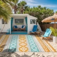 thumbnail image 4 of Aonewoe Outdoor Rug 6x9 Waterproof Reversible Camping Rug Patio Rug Plastic Straw Rug Outside Indoor Outdoor Area Rug for Patio Deck Balcony Picnic Beach, Yellow & Blue, 4 of 9