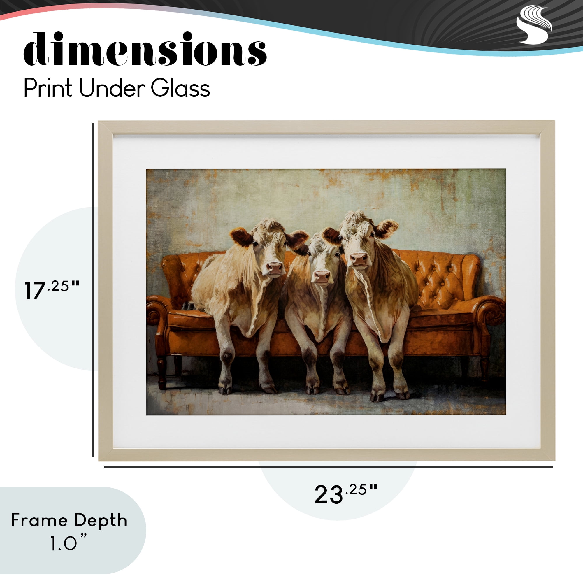 Stupell Industries Cows Just Chillin' Birch Framed Print Under Glass, design by Tina LeCour