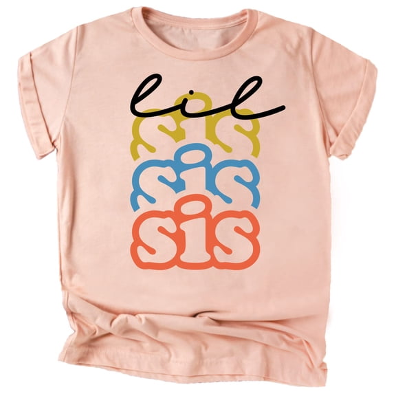 Little Sister Colorful Shirt and Bodysuit for Girls Sister Sibling Outfit White on Peach Shirt 12 Months