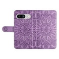 thumbnail image 5 of TECH CIRCLE Phone Case for Google Pixel 8,Google Pixel 8 Wallet Case Sunflower Embossed PU Leather Flip Phone Cover Card Slots Magnetic Clasp Stand Kickstand Case with Hand Strap,Purple, 5 of 9