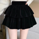 thumbnail image 1 of Falda negra 2024 Nueva temporada de primavera Falda mini de mujer Falda acampanada adelgazante de cintura alta Falda pantalón con volantes, 1 of 4