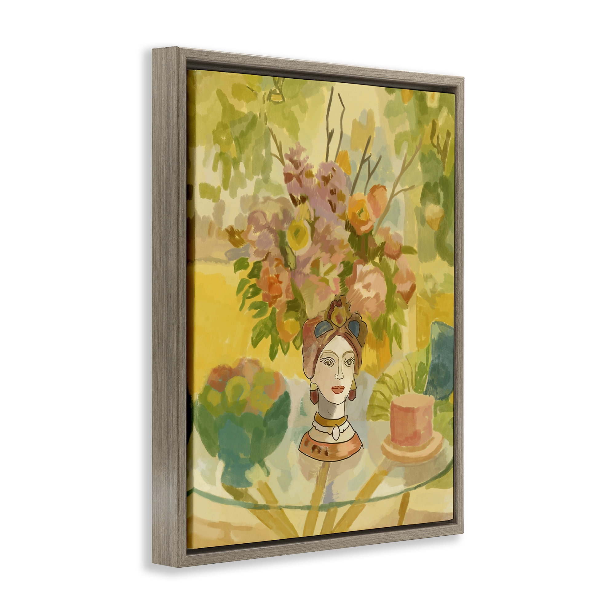Stupell Industries Flower Head Vase Brown Framed Floater Canvas Wall Art, design by Amelia Noyes