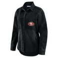 thumbnail image 2 of Women's WEAR by Erin Andrews Black San Francisco 49ers Washed Oversized Denim Full-Snap Shacket, 2 of 6