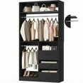 thumbnail image 6 of Homieasy 3FT Walk-in Closet System with 3 Drawers, 36'' Floor Standing Wardrobe Closet with 2 Hanging Rods & Storage Shelves, Heavy Duty Closet Tower for Bedroom & Closet, Black, 6 of 11