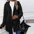 thumbnail image 6 of Tiweut Leisure Fleece Jackets for Womens Solid Color Long Sleeve Hooded Button Cardigan Cozy Coat Blouses Black,M, 6 of 9