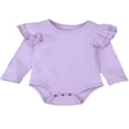 thumbnail image 1 of Infant Baby Girl Basic Ruffle Long Sleeve Cotton Romper Bodysuit Tops Clothes, 1 of 5