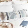 thumbnail image 1 of BlissBlush Funda de almohada lumbar decorativa de color azul costero, 14 x 36, estilo bohemio, almohada larga para cama, granja, almohada lumbar para sofá, funda de almohada con textura moderna, 1 of 1