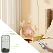 KAMIDA 500ml oil Diffuser with 6*10ml Essential Oil with Remote,Oil Air Humidifier Vaporizer with 7 Colors Lights for Large Room , Home, Office for Gift, Brown