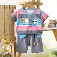 thumbnail image 2 of Taqqpue Toddler Baby Boys Outfits Sets Summer Short Sleeve Crewneck Print Casual Loose Tops Cotton T Shirts and Shorts Set 6M-6T Years, 2 of 3