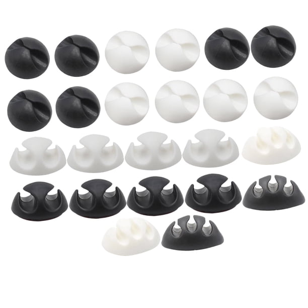 24 piezas de soporte para cables duradero, práctico organizador de cables, abrazadera autoadhesiva para cables, útil soporte para cables de alambre para el hogar, la oficina, el escritorio (doble