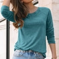thumbnail image 6 of RYRJJ Womens Long Sleeve Shirts Fall Fashion Crewneck Casual Loose Fit Work Tops Lightweight Trendy Pullover Basic T-Shirt(Army Green,L), 6 of 8