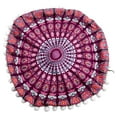 thumbnail image 3 of Coussin Rond 43x43cm Coussin Rond Épaissi en Lin pour Chaise de Bureau Housse de Coussin de Méditation Pouf à Imprimé Floral Pouf Rétro Boho, 3 of 12