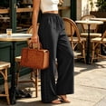 thumbnail image 5 of Hvogkswy Wide Leg Pants Woman Elastic High Waist Drawstring Trousers Side Hollow Cutout Loose Comfy Beach Vacation Long Pants with Pockets, 5 of 7