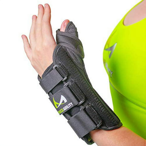 BraceAbility Thumb & Wrist Spica Splint | De Quervain's Tenosynovitis Long Stabilizer Brace for Tendonitis, Arthritis & Sprains Forearm Support Cast (Small - Right Hand)