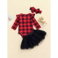 thumbnail image 4 of Qiylii Baby Christmas Outfit,Plaid O-Neck Long Sleeve Romper+Tutu Skirt+Headband, 4 of 8