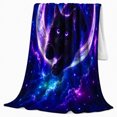 thumbnail image 2 of Cosmic Black Cat Leaping Through Crescent Moon Mystical, Festive Pet Portrait Pattern, Warm Flannel Blanket for Living Room and Bedroom, Cat Lovers Christmas Gift, Pet Lover Home Decor, 2 of 9