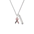 thumbnail image 2 of Delight Jewelry Silvertone Pink Ribbon ''Survivor'' Silvertone Courage Strength Wisdom Honesty Bar Charm Necklace, 23", 2 of 4