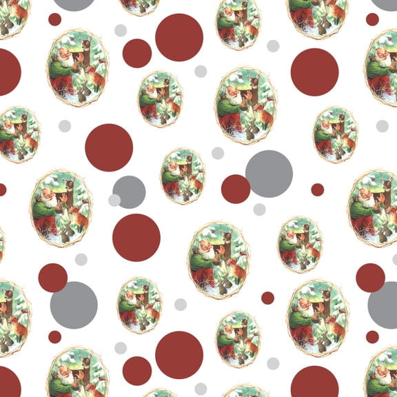 Christmas Holiday Santa Claus Forest Animals Premium Gift Wrap Wrapping Paper Roll