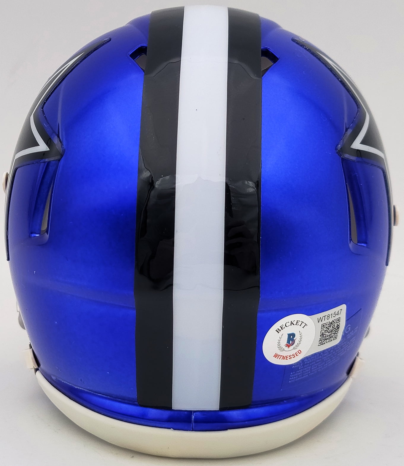 Ezekiel Elliott Autographed Dallas Cowboys Flash Blue Speed Mini Helmet Beckett BAS QR 203011