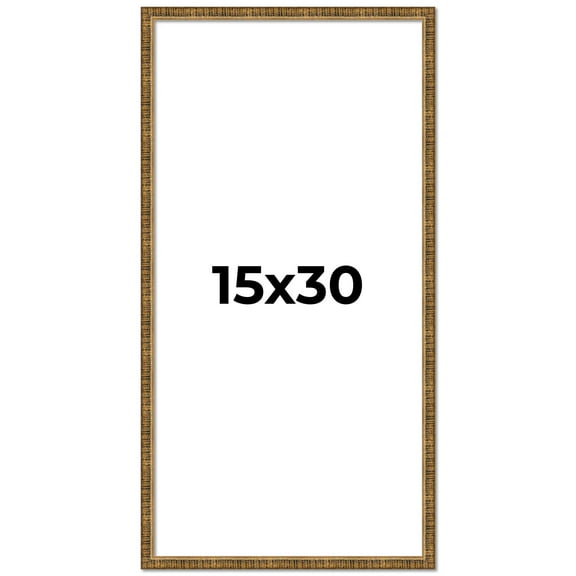 15x30 Frame Gold Solid Wood Picture Frame - Complete Modern Photo Frame Includes UV Acrylic
