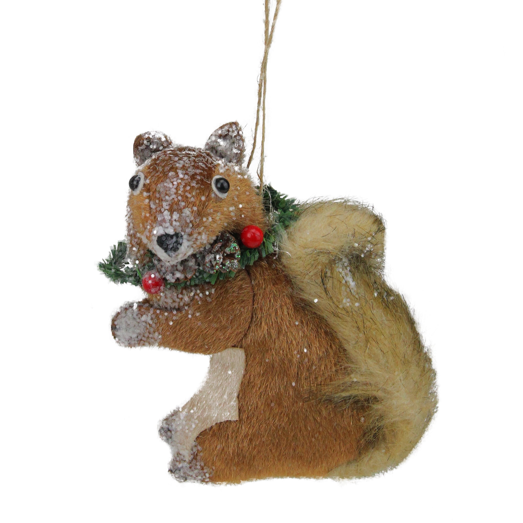 5-25-glittered-beige-and-white-stuffed-squirrel-christmas-ornament