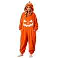 thumbnail image 2 of HOWPAY Adult Halloween Costumes Unisex Pumpkin Jumpsuit Soft Home Wear Pajamas Carnival Party Stage Prop Role Play Wear For Adult Men And Women Halloween Costumes S, 2 of 8