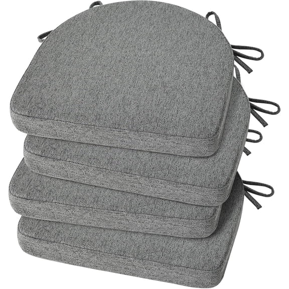 Kitchen Chair Cushions Set of 4, Non-Slip Dining Chair Cushions with Ties and Machine Washable Cover, 4 Pack, 17 x 16.5 x 2in, Dark Gray