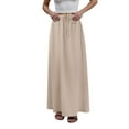 thumbnail image 5 of Jdkau Maxi Skirts for Women Cotton Linen Drawstring A-Line Casual Loose Flowy Long Beach Skirt Summer Skirts for Women（Beige,S）, 5 of 9