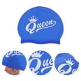 thumbnail image 3 of Unique Bargains 1 Pc Waterproof Crown Swim Cap Blue, 3 of 6