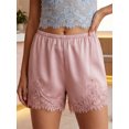 thumbnail image 4 of Shorts casuales de verano para mujer con cintura elástica, ribete de encaje y pernera ancha., 4 of 8