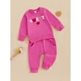 thumbnail image 5 of Toddler Baby Girl Valentines Day Outfit Letter Embroidery Long Sleeve Sweatshirt Tops Long Pants Spring Fall Clothes, 5 of 8