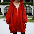 thumbnail image 2 of iHPH7 Womens Zip Up Hoodies Fall Outfits Oversized Hoodies for Women Plain Hoodies for Women Long Hoodies for Women Zip Up Women's Activewear Fall Outfits for Women Red XL, 2 of 9