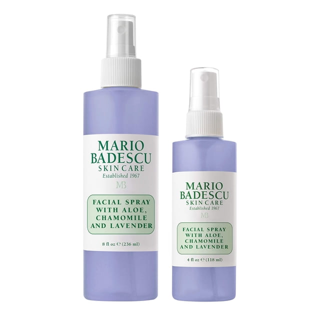 Mario Badescu Spray facial con aloe, manzanilla y lavanda para todo tipo de piel | spray facial que hidrata y restaura el equilibrio y el brillo | Combinación de 236 ml y 118 ml